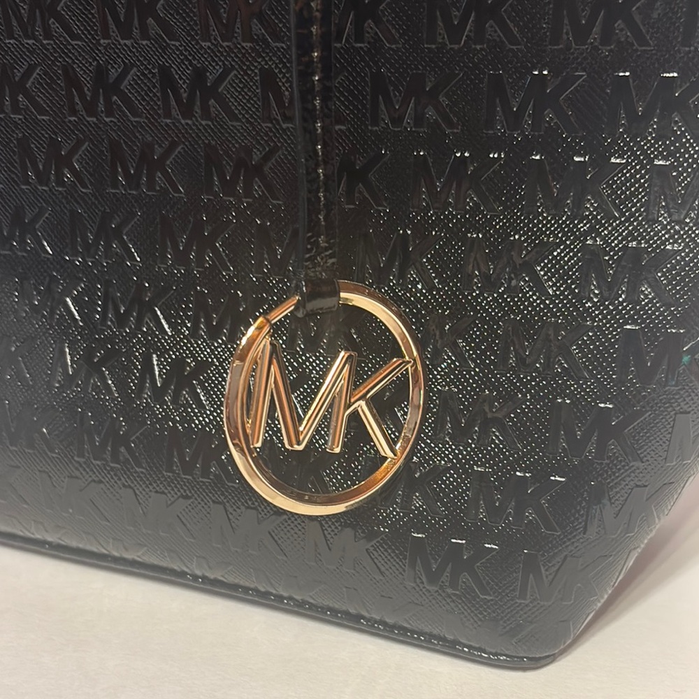 Michael Kors Black Structured Tote with Signature Monogram - Picture 2 of 6